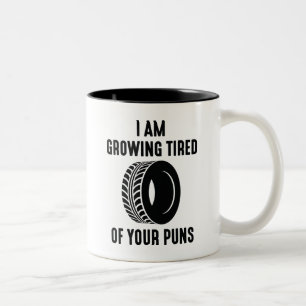 Tired Puns Two-Tone Coffee Mug