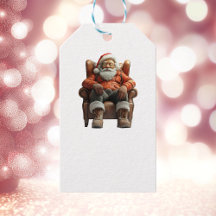 Tired Santa White Gift Tag