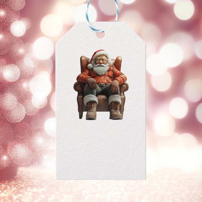 Tired Santa White Gift Tag (Creator Uploaded)