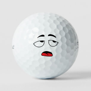 Tired Smile Emoticon Golf Balls