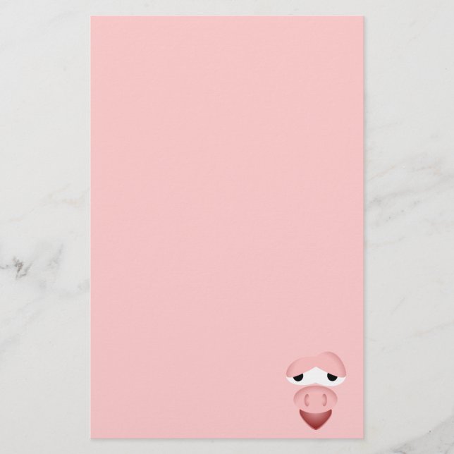 Tired Smiling Pig Face Stationery (Front)