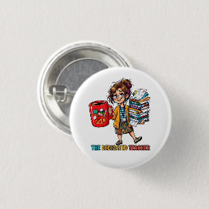 Tired Teacher Coffee Lover Cute Design 3 Cm Round Badge