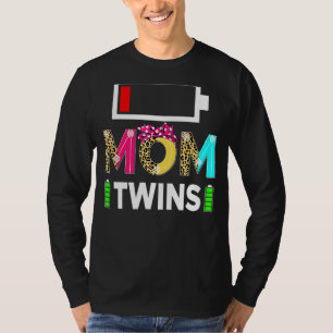 Tired Twin Mum Low Battery Charge Mother's Day T-Shirt