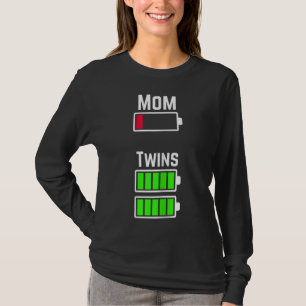 Tired Twin Mum Low Battery Charge T-Shirt