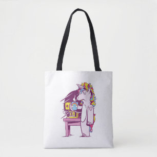 Tired unicorn with coffee  tote bag