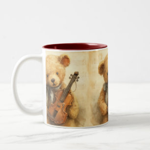 Tired Violin, Vintage, by Natasha Us Two-Tone Coffee Mug