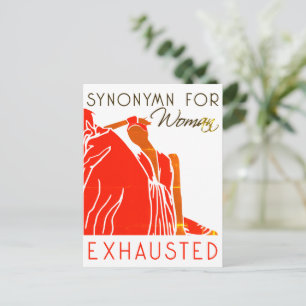 TIRED WOMAN POSTCARD