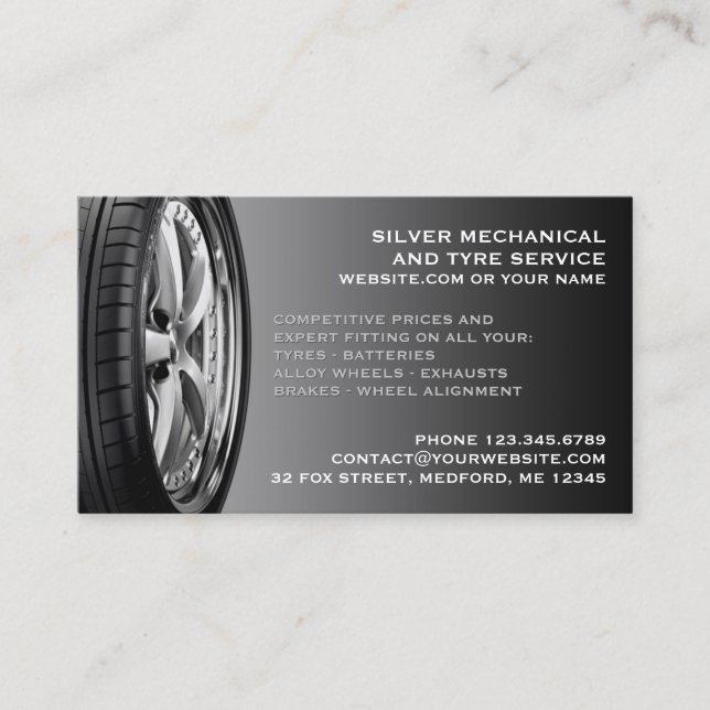 Tires Auto Repair Business Card (Front)