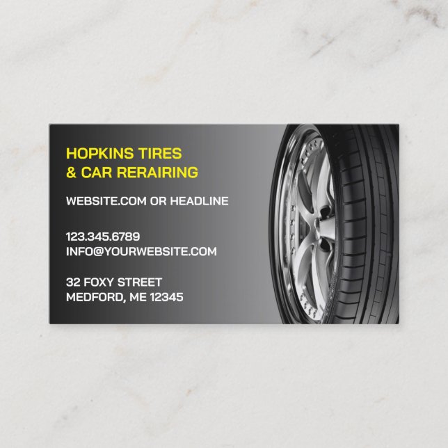 Tires Auto Repair Business Card (Front)