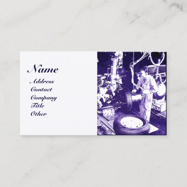 TIRES , AUTOMOTIVE,Car Repair Garage, Monogram Business Card (Front)