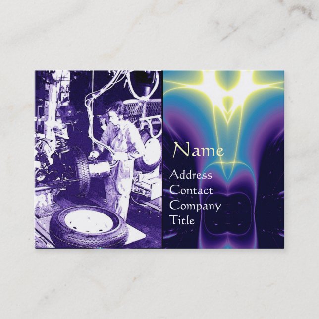 TIRES , AUTOMOTIVE,Car Repair Garage, Monogram Business Card (Front)