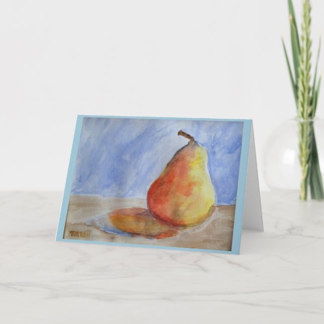 Tirrell "Pear in Watercolor" Birthday Greeting Card (Front)