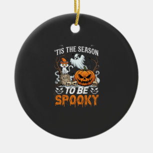 Tis Season Be Spooky Halloween Pumpkin Ghost Ceramic Tree Decoration