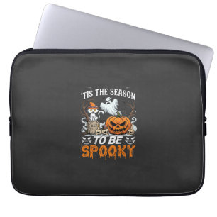 Tis Season Be Spooky Halloween Pumpkin Ghost Laptop Sleeve