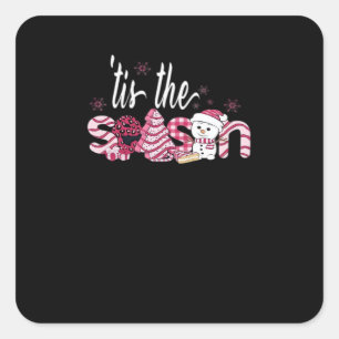 Tis Season Christmas Sweater Holiday Creative Vint Square Sticker