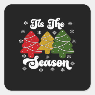 Tis Season Christmas Tree Debbie Cool Unique Square Sticker