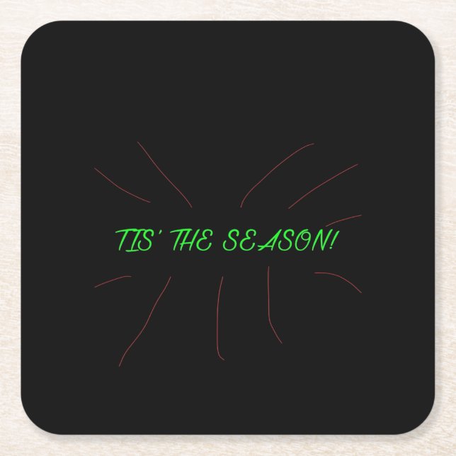 Tis Season Collection Graphic Minimal Clean Square Paper Coaster (Front)