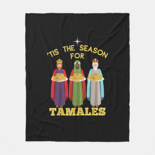 Tis Season For Tamales A Funny Mexican Christmas T Fleece Blanket