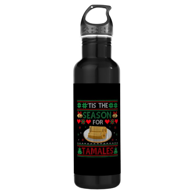Tis Season For Tamales Funny Christmas Food 710 Ml Water Bottle (Front)