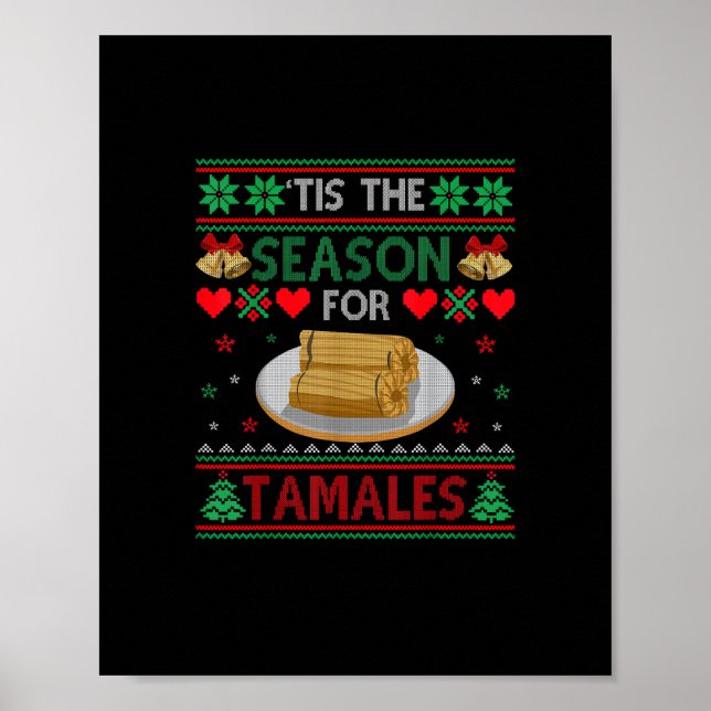 Tis Season For Tamales Funny Christmas Food Poster (Front)