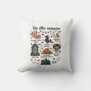 Tis Season Halloween Witch Pumpkin Skull_1 Cushion
