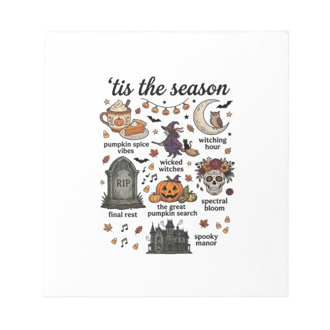 Tis Season Halloween Witch Pumpkin Skull_1 Notepad (Front)