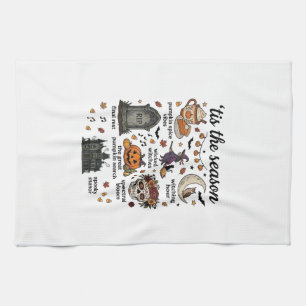 Tis Season Halloween Witch Pumpkin Skull_1 Tea Towel
