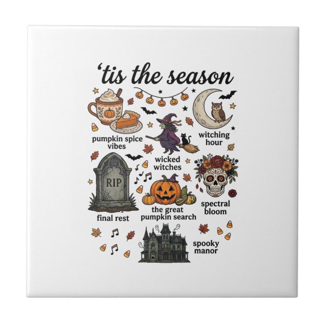 Tis Season Halloween Witch Pumpkin Skull_1 Tile (Front)