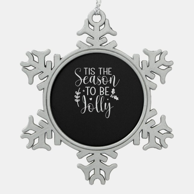 Tis Season Pumpkin Halloween Witch Hat Costume Snowflake Pewter Christmas Ornament (Front)