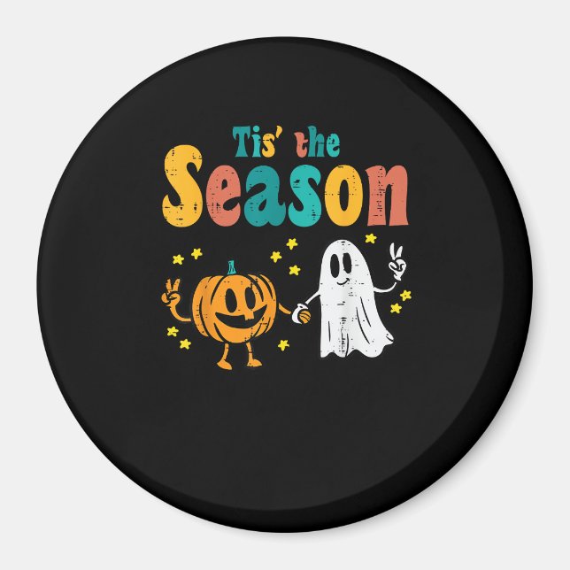 Tis Season Pumpkin Leaf Latte Fall Softball Magnet (Front)