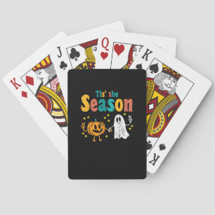 Tis Season Pumpkin Leaf Latte Fall Softball Playing Cards