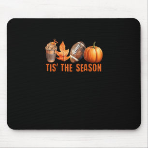 Tis Season Pumpkin Leaf Latte Fall Thanksgiving Fo Mouse Mat