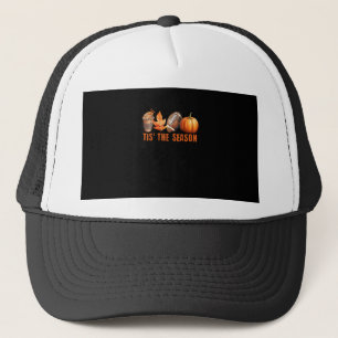 Tis Season Pumpkin Leaf Latte Fall Thanksgiving Fo Trucker Hat
