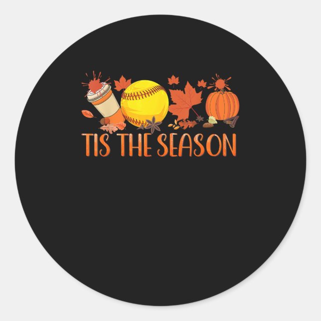 Tis Season Pumpkin Spice Latte Halloween Fall Coff Classic Round Sticker (Front)