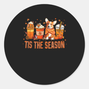 Tis Season Pumpkin Spice Latte Halloween Fall Coff Classic Round Sticker