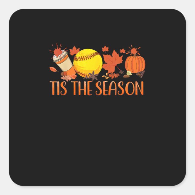 Tis Season Pumpkin Spice Latte Halloween Fall Coff Square Sticker (Front)