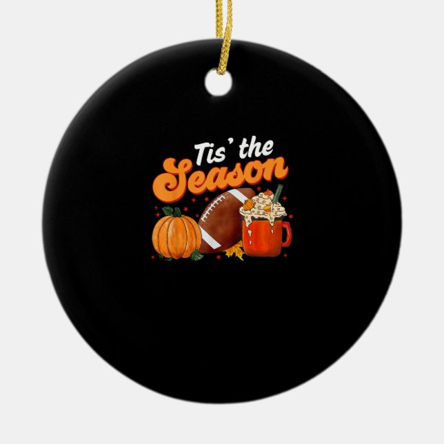 Tis Season Pumpkin Spice Latte Halloween Fall Foot Ceramic Tree Decoration (Front)