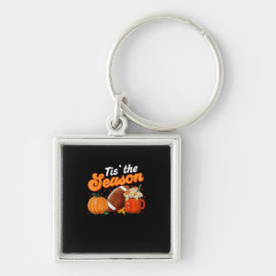 Tis Season Pumpkin Spice Latte Halloween Fall Foot Key Ring