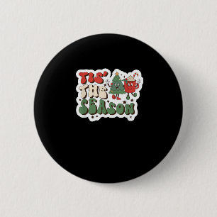 Tis Season Retro Funny Sloth 6 Cm Round Badge