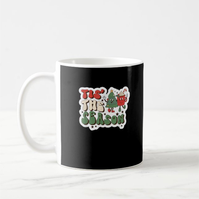 Tis Season Retro Funny Sloth Coffee Mug (Left)