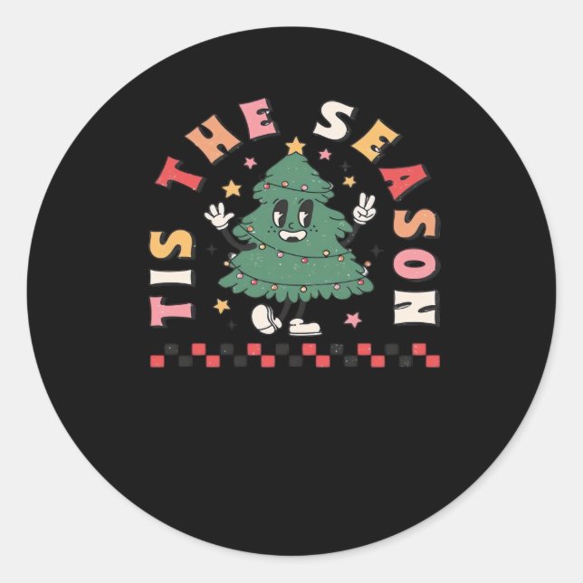 Tis Season Retro Halloween Spooky Season Fall Classic Round Sticker (Front)
