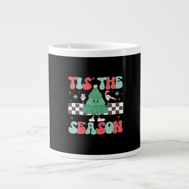 Tis Season Retro Womans Holiday Large Coffee Mug (Front)