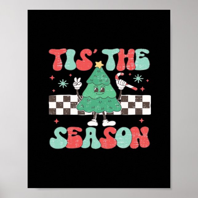 Tis Season Retro Womans Holiday Poster (Front)