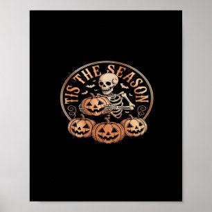 Tis Season Snowmobile Red Plaid Poster