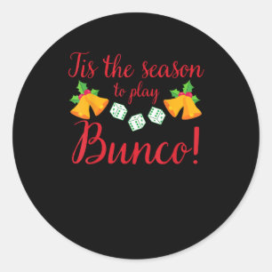 Tis Season To Play Bunco Christmas Holiday Dice Ga Classic Round Sticker