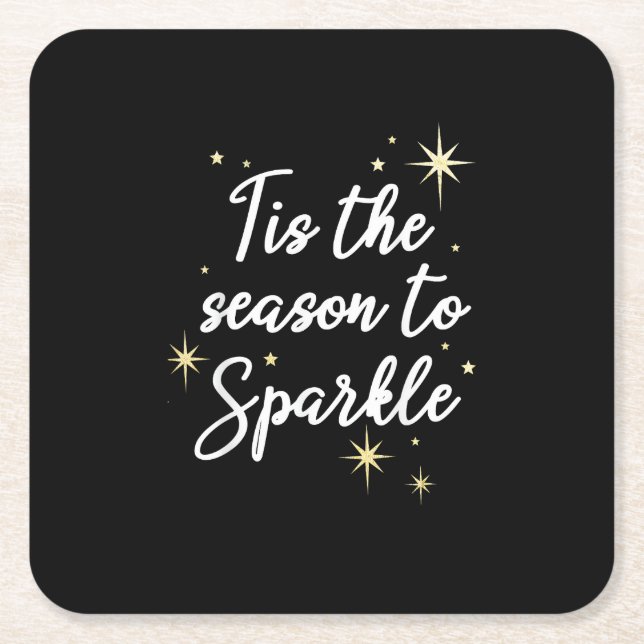 Tis Season To Sparkle Christmas Square Paper Coaster (Front)