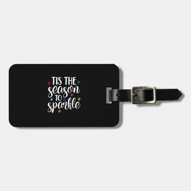 Tis Season To Sparkle Retro Classic Luggage Tag (Front Horizontal)