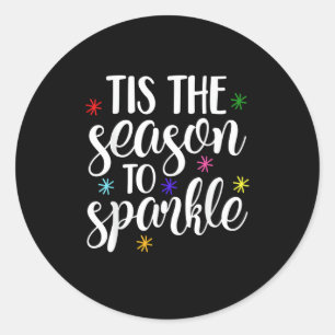 Tis Season To Sparkle Retro Classic Round Sticker
