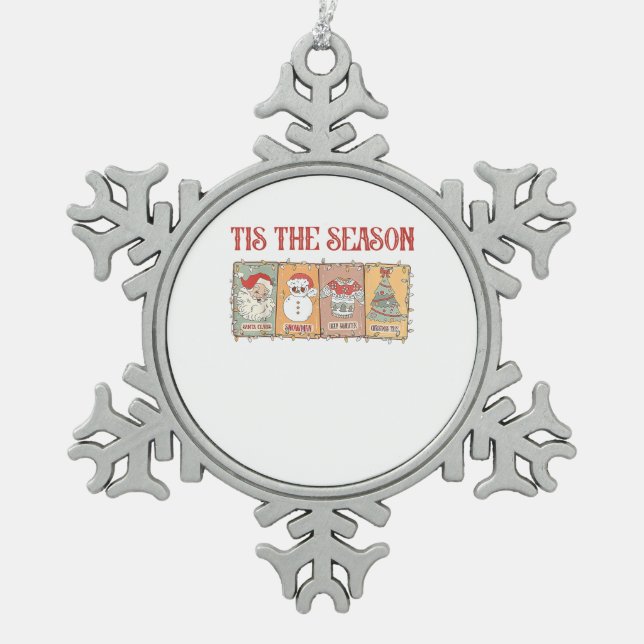 Tis Seasoning Crawfish Boil Seafood Party Lobster Snowflake Pewter Christmas Ornament (Front)