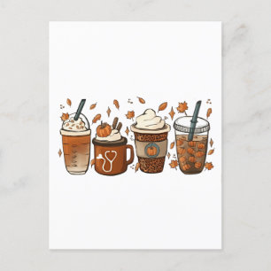 Tis the Latte Season Pumpkin Spice Coffee Autumn Holiday Postcard